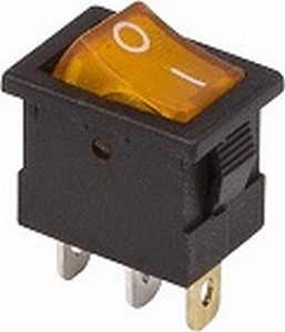 08377 Клавиша 12V 15А Mini желтая с подсветкой  (3конт.) ON-OFF Nord YADA