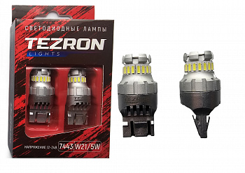18592 Светодиодные лампы TEZRON LED 7443 / W21/5W 12-24В, 5Вт, 500Лм, 6500К, 2шт, TZR00117
