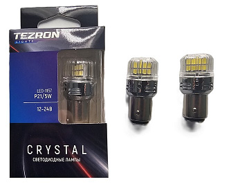 18614 Светодиодные лампы TEZRON CRYSTAL 1157 P21/5W, 16x2835SMD 12-24В, 4.4/0.9Вт, 450/100Лм, 6000К,