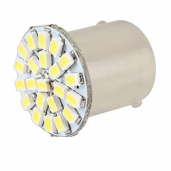 00389 Лампа светодиодная 12V (21W) BA15s (1 конт) 22 SMD диодов, белая (мин.заказ 10шт)