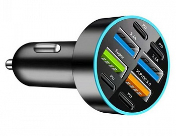 18013 Зарядное устройство 4USB + 4Type-C  черный 3.1A (пластик)   z363