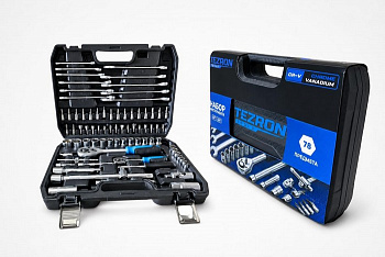 18502 Набор инструмента TEZRON 78 предметов 1/2", 1/4", 6-гранный 