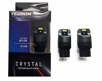 18626 Светодиодные лампы TEZRON CRYSTAL 7443 W21/5W, 6x3020SMD 12-24В, 3.0/0.5Вт, 330/60Лм, 6000К, 2