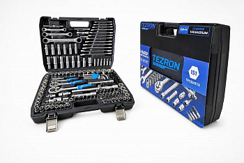 18507 Набор инструмента TEZRON 151 предмет 1/2", 1/4", 3/8", 6-гранный 