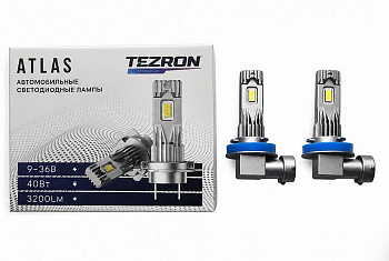 18649 Светодиодные лампы TEZRON ATLAS H11 9-36В, 40Вт, 3200Лм, 6500К, 2шт