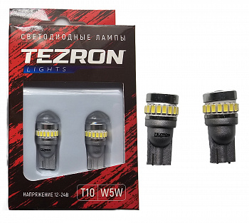 18598 Светодиодные лампы TEZRON LED T10 / W5W 12-24В, 1.6Вт, 150Лм, 6500К, 2шт, TZR00123