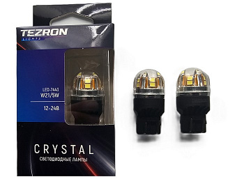 18621 Светодиодные лампы TEZRON CRYSTAL 7443 W21/5W, 15x2835SMD 12-24В, 2.8 /0.4Вт, 310/55Лм, 6000К,