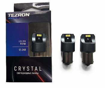 18624 Светодиодные лампы TEZRON CRYSTAL 1156 P21W, 6x3020SMD 12-24В, 3Вт, 330Лм, 6000К, 2шт, TZR0022