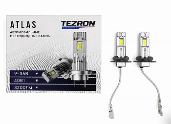 18646 Светодиодные лампы TEZRON ATLAS H3 9-36В, 40Вт, 3200Лм, 6500К, 2шт
