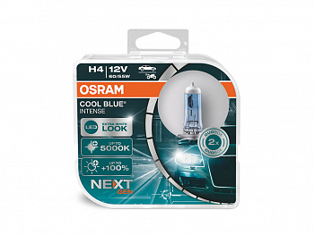 16622 Лампа OSRAM 12V H4 (60/55) P43t-38+100% COOL BLUE INTENSE (NextGen) до 5000K (евробокс, 2шт)