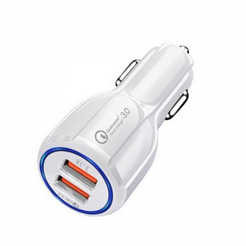 17563 Зарядное устройство 2USB (QC3.0, 3.1А) белый  (пластик) z083