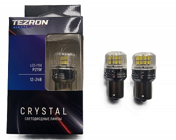 18613 Светодиодные лампы TEZRON CRYSTAL 1156 P21W, 16x2835SMD 12-24В, 6.3Вт, 620Лм, 6000К, 2шт, TZR0
