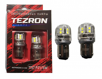 18586 Светодиодные лампы TEZRON LED 1157 / P21/5W 12-24В, 4Вт, 400Лм, 6500К, 2шт, TZR00111