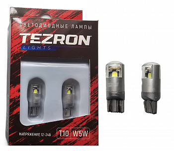 18600 Светодиодные лампы TEZRON LED T10 / W5W 12-24В, 1Вт, 85Лм, 6500К, 2шт, TZR00125