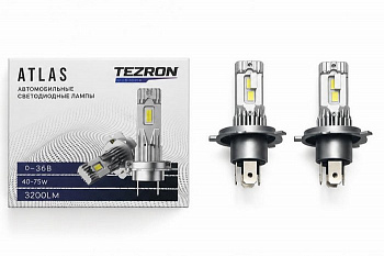 18647 Светодиодные лампы TEZRON ATLAS H4 9-36В, 40Вт, 3200Лм, 6500К, 2шт